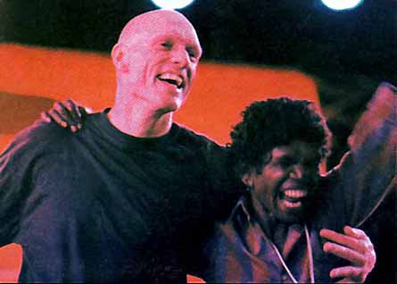 George with Peter Garrett at 'Stompen Ground', Broome